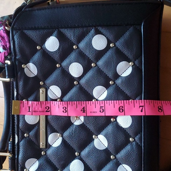 Betsey Johnson Polka dot crossbody bag. Floral scarf. Removable strap. - Picture 12 of 16